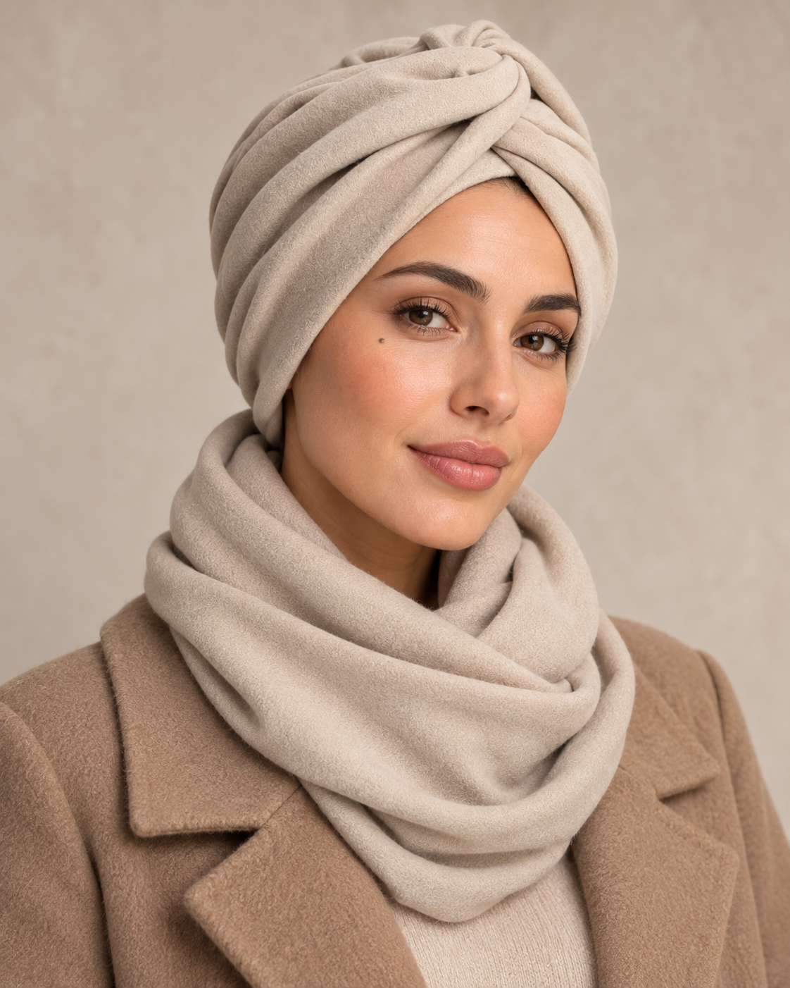 ALBA | Soft Cream Viscose Fleece Turban & Snood