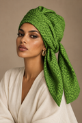 ZAHARA | Green Textured Jacquard Pre-Tied Turban