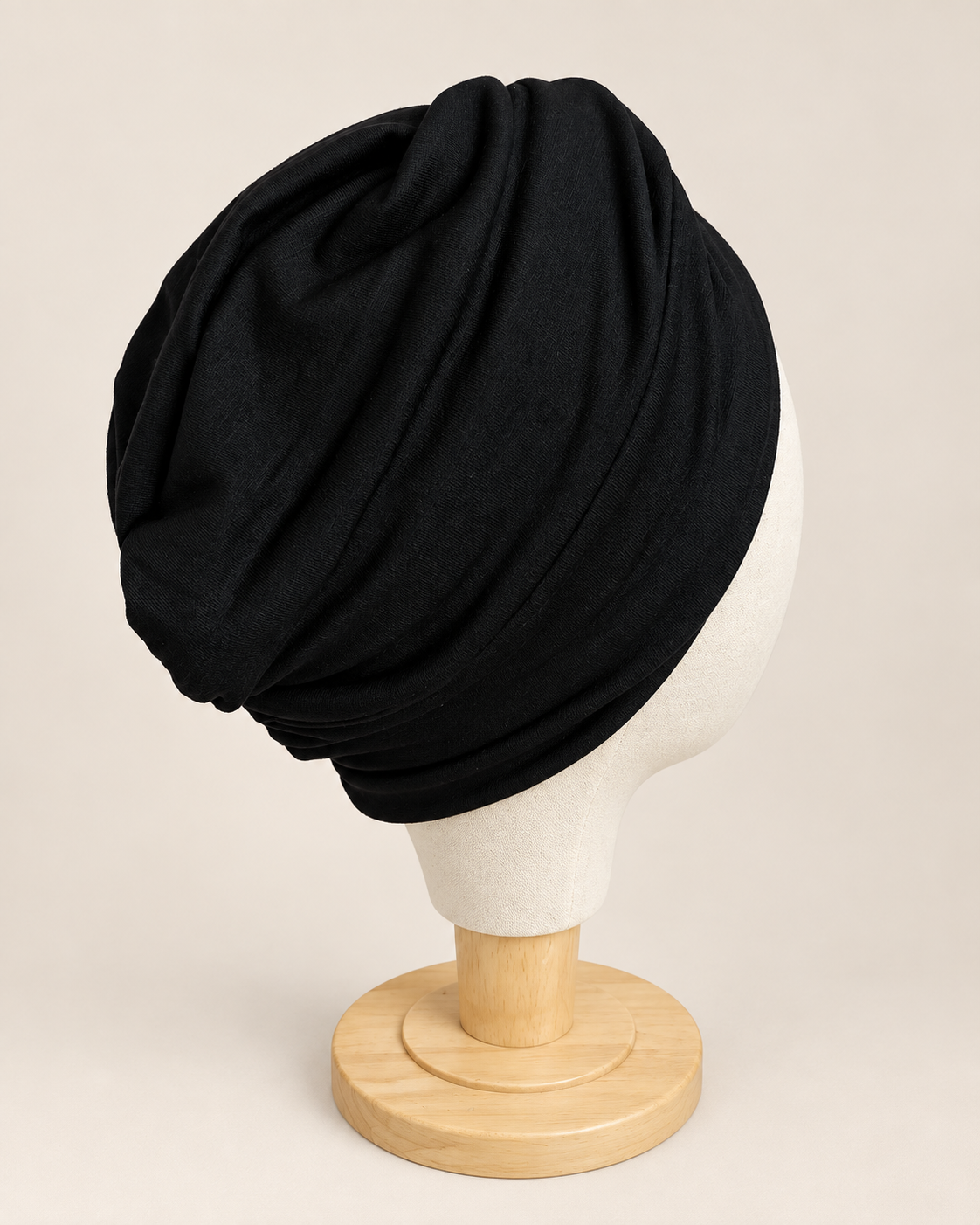 NARA | Black Cotton Jersey Pre-Tied Turban