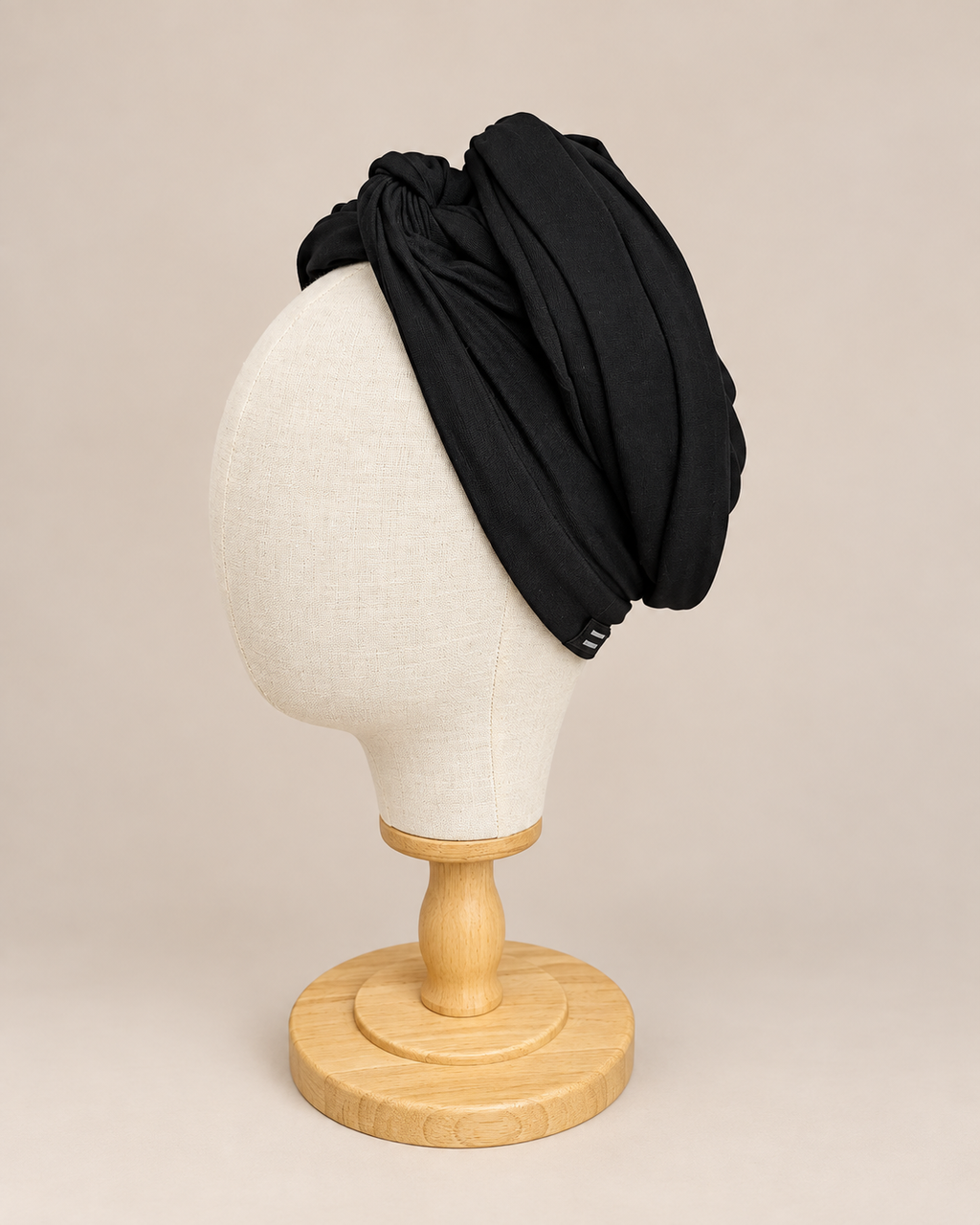NARA | Black Cotton Jersey Pre-Tied Turban