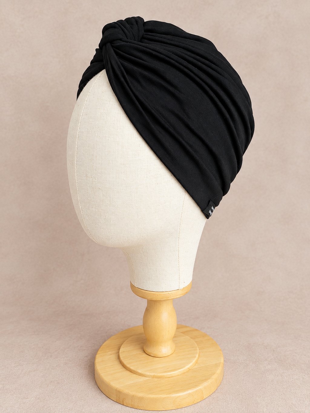 NARA | Black Cotton Jersey Pre-Tied Turban
