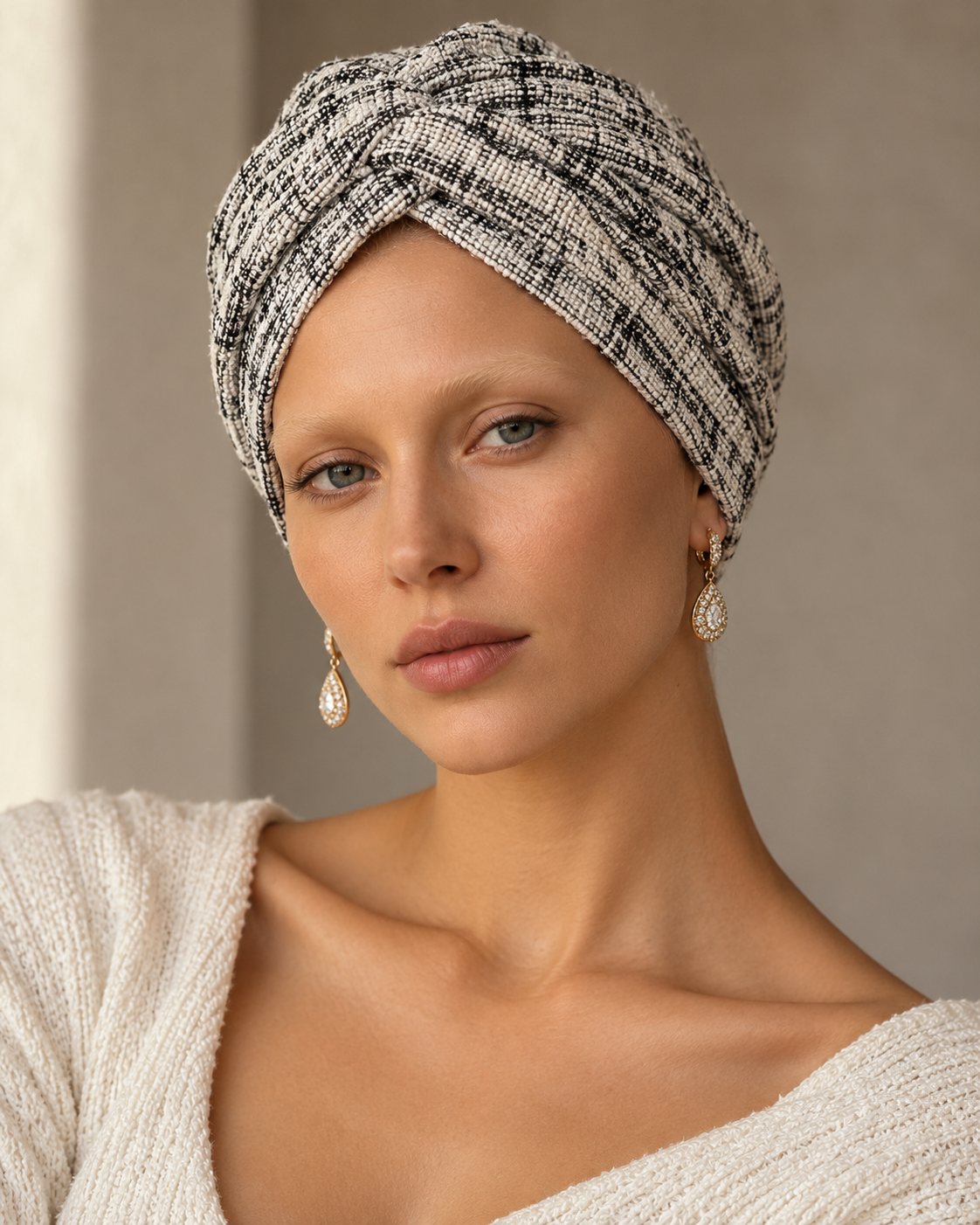 NOA — Textured Bouclé Pre-Tied Turban