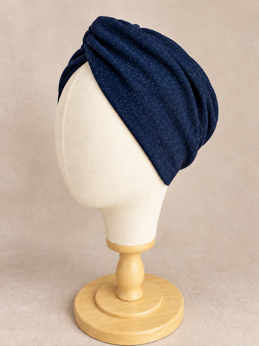 LARA | Navy Sparkle Pre-Tied Turban