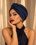 LARA | Navy Sparkle Pre-Tied Turban
