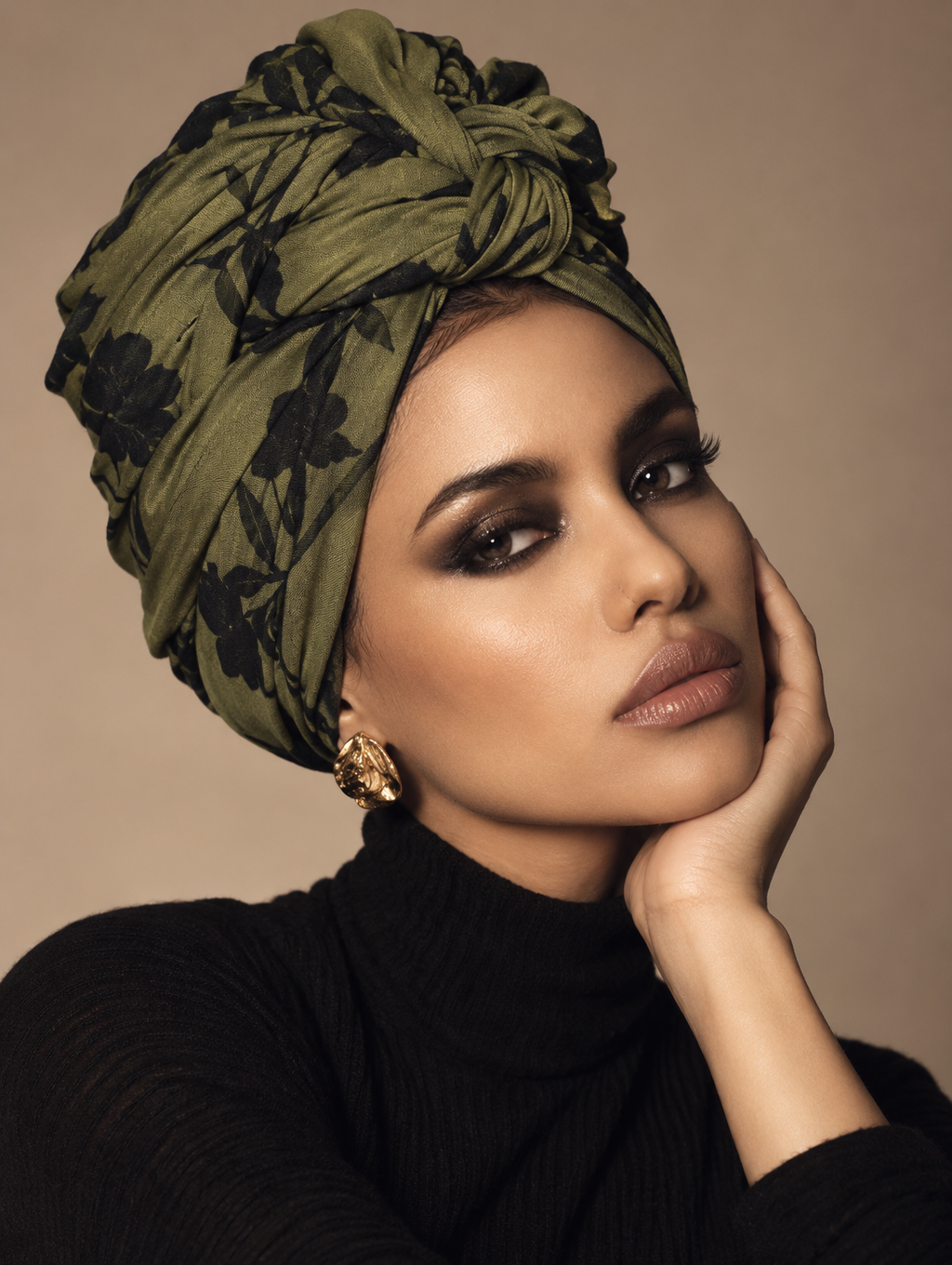 OLIVIA | Olive Botanical Pre-Tied Turban