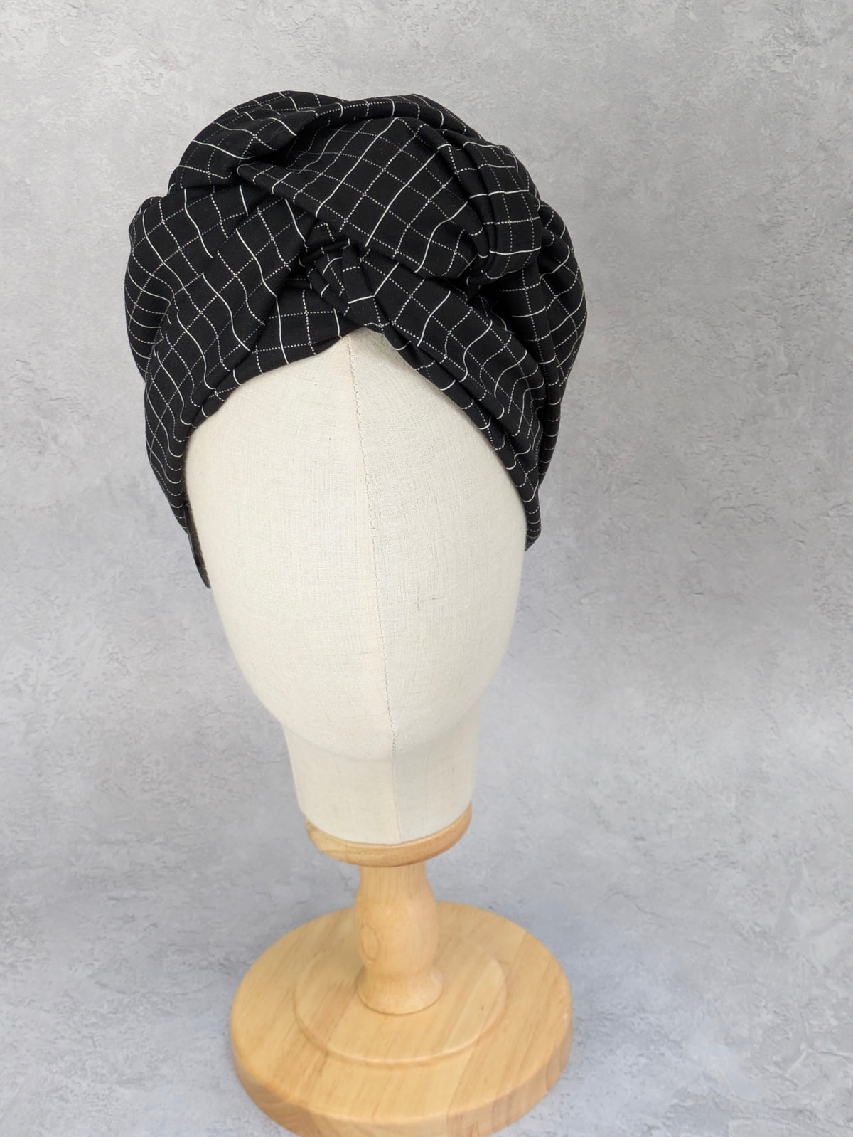 NOIRIA | Black Windowpane Pre-tied Turban + Multiway Band