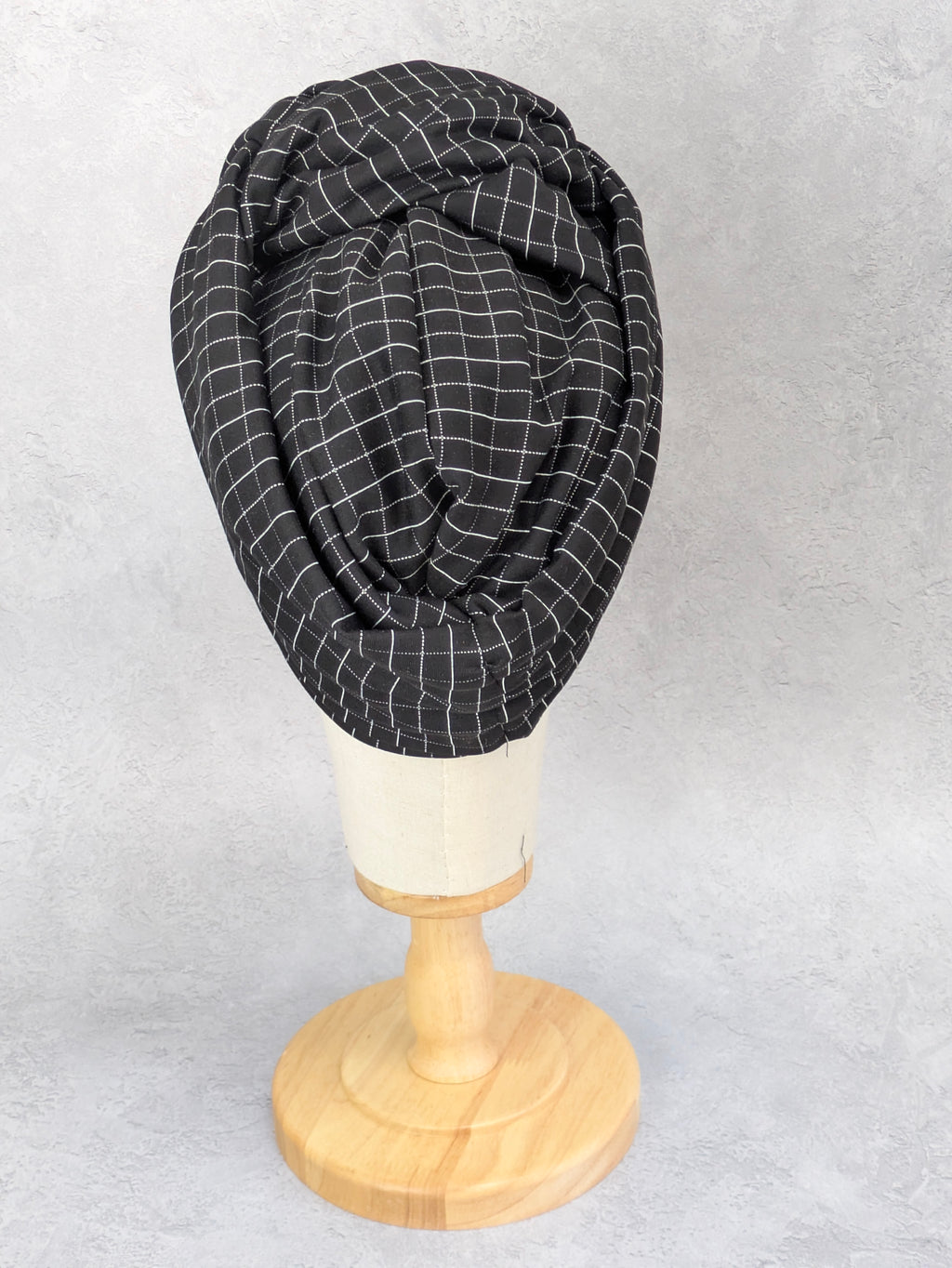 NOIRIA | Black Windowpane Pre-tied Turban + Multiway Band
