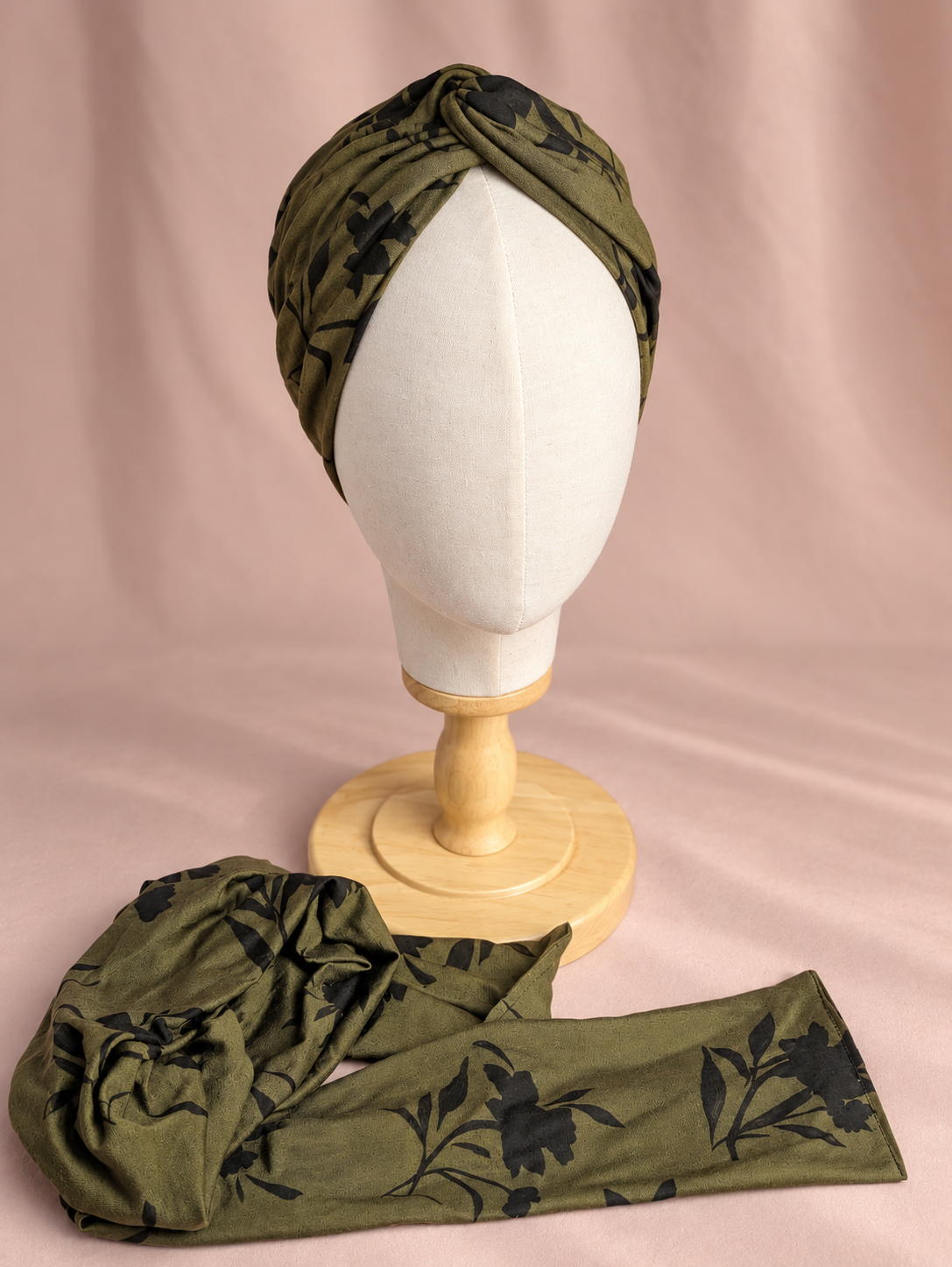 OLIVIA | Olive Botanical Pre-Tied Turban