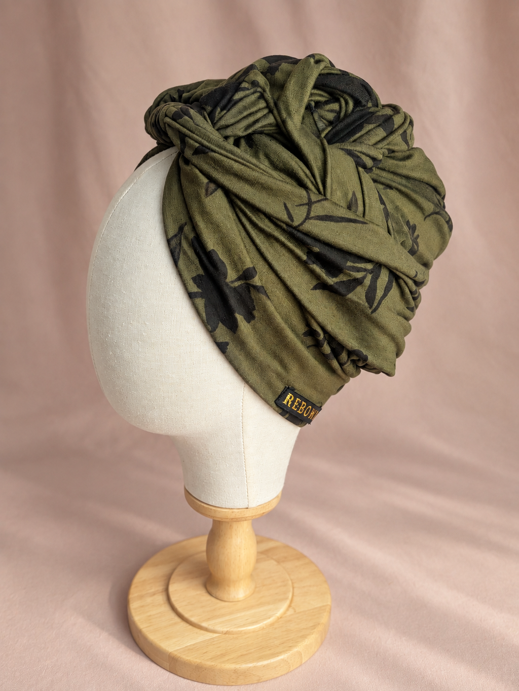 OLIVIA | Olive Botanical Pre-Tied Turban
