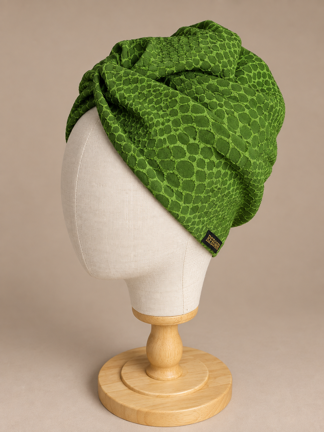 ZAHARA | Green Textured Jacquard Pre-Tied Turban